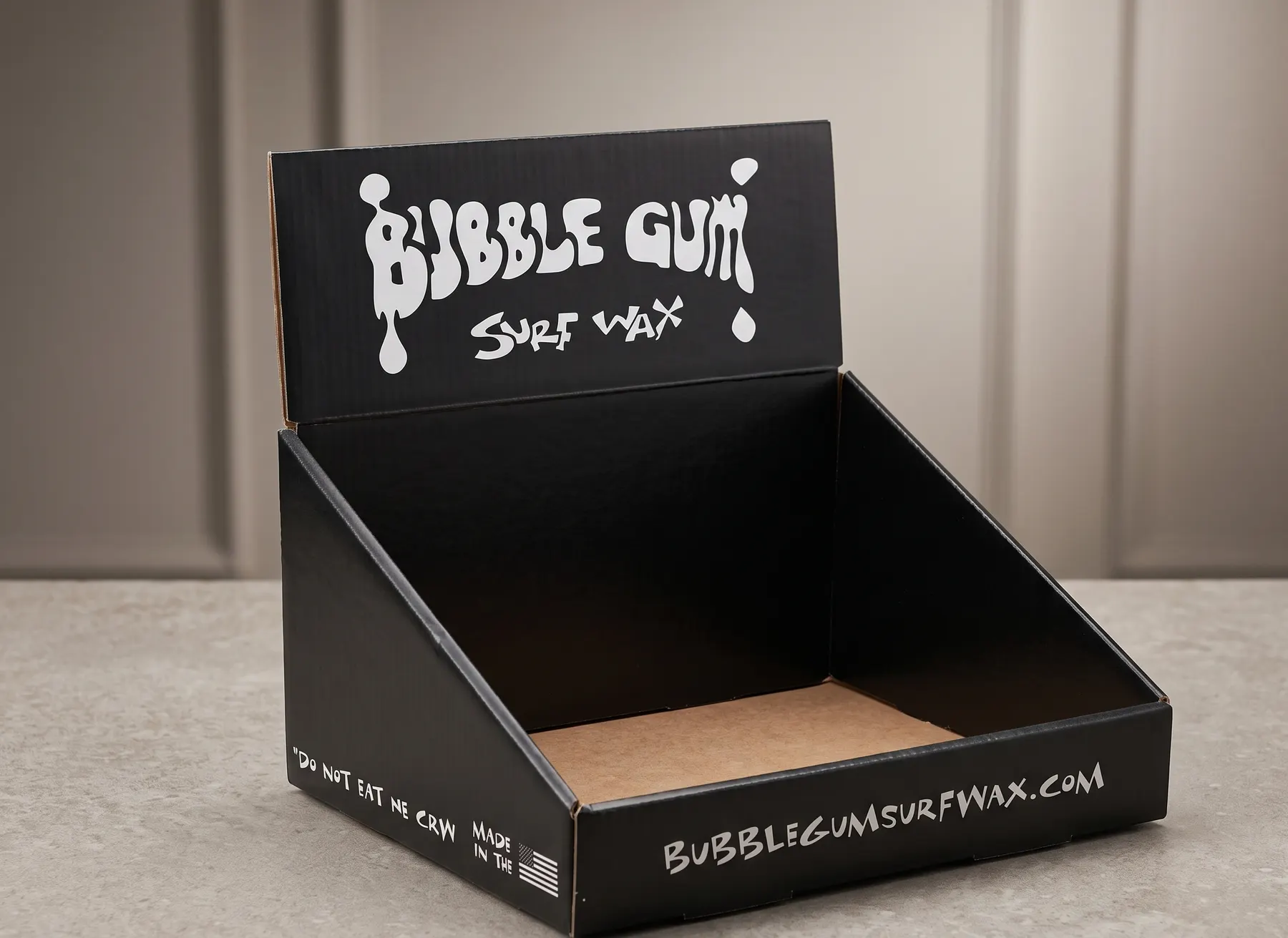 Black printed corrugated counter display